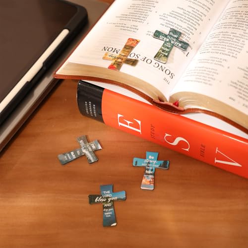 Resurhang 48 Pcs Magnetic Bookmarks Christian Cross Magnetic Page Markers Religious Bible Verses Bookmarks for Mother's Day Women Student Church Study Group Graduation Coworker Team (Landscape) - style: Landscape