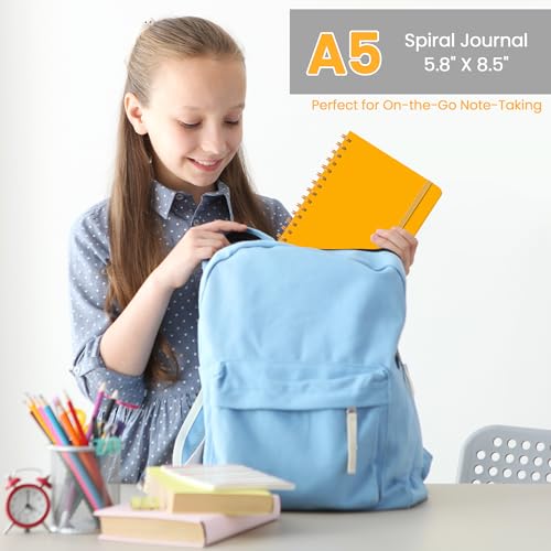 CICPAP Lined Spiral Journal Notebook, A5 College Ruled Notebook for Journaling, Note-Taking, and Daily Planning, Durable Hardcover with an Elegant Design, Yellow - color: G.Yellow