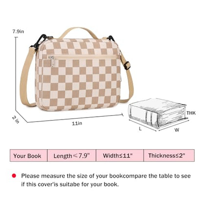 Bible Cover Case for Women Large Bible Cover for Girls Bible Study Supplies Accessories with Handle and Shoulder Strap | Durable - color: Bible- Checked Brown White