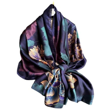 Xyueanlo Scarfs for Women Lightweight Scarves Fashion Print Floral Pattern Head Scarf Wraps Shawls - color: Flower Purple