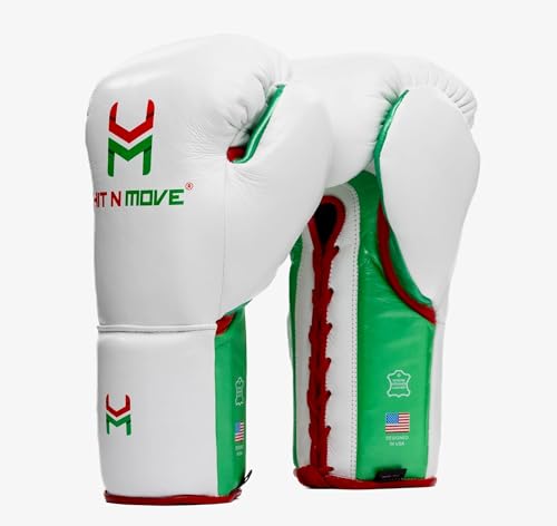 HIT N MOVE Süvari Horsehair Boxing Gloves Hook and Loop, Lace-Up Boxing Gloves Men, Boxing Equipment, MMA Gloves Men, UFC Gloves Horsehair and 100% Cow Leather - size: 12 Oz, style: Lace-up White/Red/Green