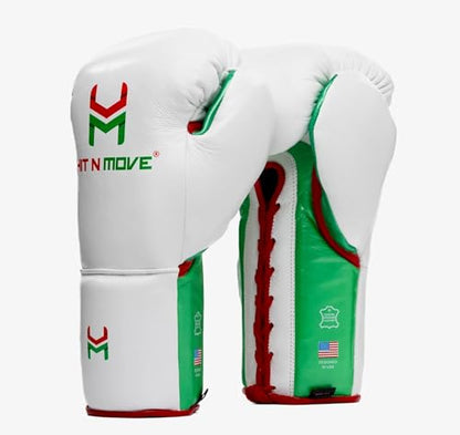 HIT N MOVE Süvari Horsehair Boxing Gloves Hook and Loop, Lace-Up Boxing Gloves Men, Boxing Equipment, MMA Gloves Men, UFC Gloves Horsehair and 100% Cow Leather - size: 12 Oz, style: Lace-up White/Red/Green