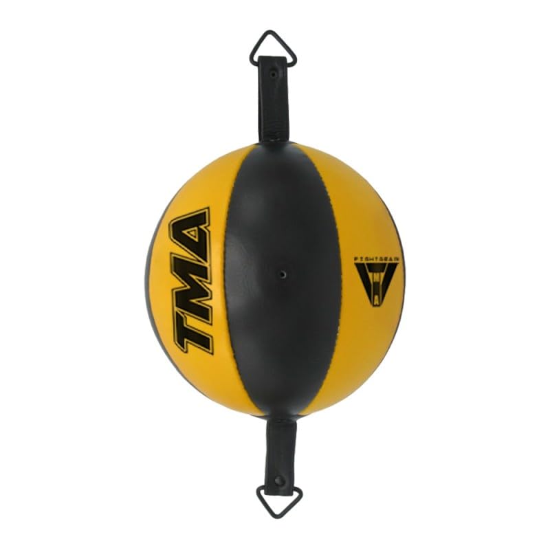 TMA Genuine Cow Hide Leather Double End Speed Ball Boxing Floor to Ceiling Punch Bag, Double End Bag, Double End Punching Bag, Boxing Ball, Punching Bag, Boxing Bag - color: Yellow