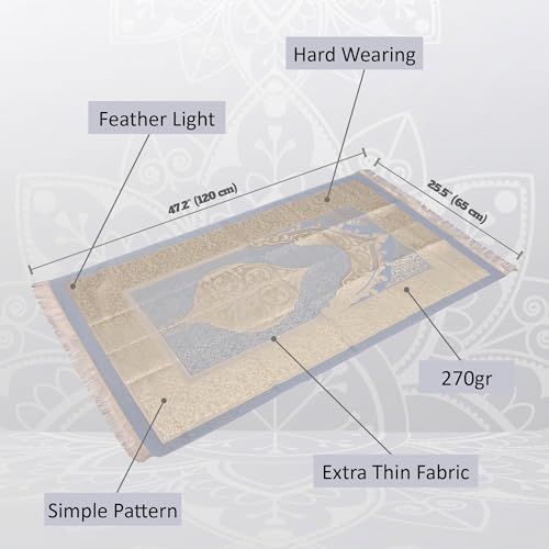BABY SHOWER CHOCOLATE Prayer Rug Islamic Gift Set, Velvet Prayer Mat, Prayer Beads, Scarf and Yaseen Book, Perfect Family and Muslim Eid Gifts (Blue) - color: Blue
