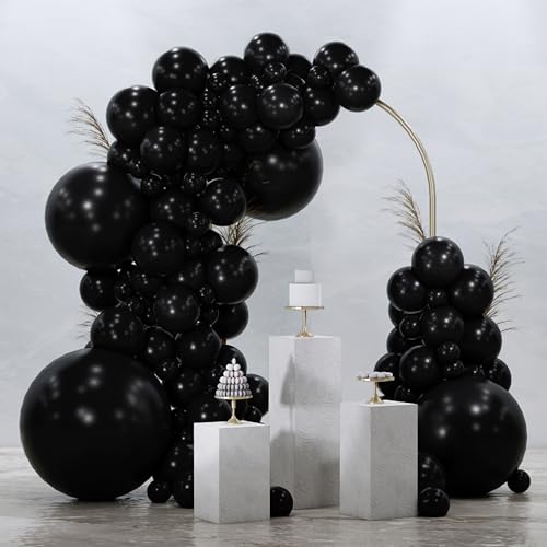 PartyWoo Black Balloons 99 pcs Different Sizes of 36 18 12 10 5 Inch Black Balloons Arch Kit Garland for Baby Shower Birthday Graduation Casino Gaming Anniversary Race Car Party Decorations Black-Y18 - color: Black-y18