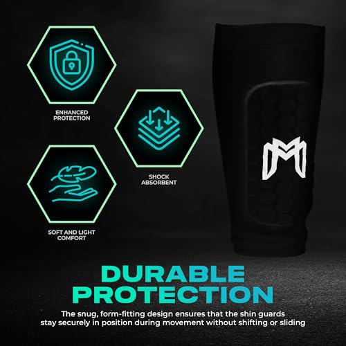 MediCaptain Mini Shin Guards Soccer – Built in Shin Pad Sleeves for Mens, Women, Teens - Small Shin Guards - Lightweight, Breathable Shin Defender Leg Protection - color: Black, size: Maxi (5.5 x 2.8 in)