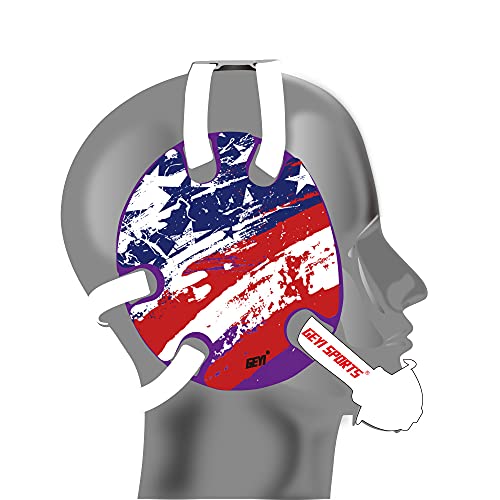 Wrestling Headgear with American Flag Decals(Adult) - color: Purple