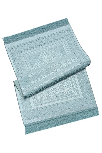 ihvan online, Soft Plush Lux Velvet Muslim Prayer Rug | Thick Janamaz | Sajadah | Soft Islamic Prayer Rug | Islamic Gifts | Prayer Carpet Mat, Elegant, Color: Blue - color: Blue