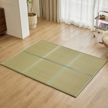 Natural Rush Grass Floor Tatami Mat,Queen, 79" x 59" x 0.5" | Japanese Portable Folding Firm Traditional Bed Mattress, Foldable Pad Futon,for Sleeping,Sitting,Yoga,Relaxing,Zen - size: Queen (79" x 59")