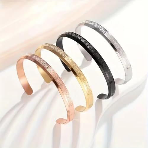 Ayatul Kursi Cuff Bracelet for Women Islam Eid Islamic Jewelry Gifts Stainless Steel Muslim Quran Allah Arabic Bangles Bracelets - color: Gold