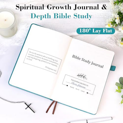 Leather Bible Study Journal Scripture Notebook - Christian Note Taking Kit with Guided Prompts - Inspirational Religious Gifts - Faith Based Stationery Supplies for Church Notes (Lavender) - color: Lavender