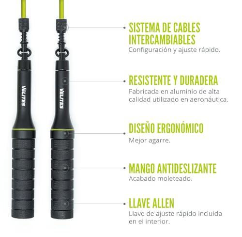 Velites - Earth 2.0 Jump Rope - Official CrossFit® Games Rope - Professional Aluminum Speed Rope for Double Unders, Fitness & Boxing - Includes 4mm Cable & Carrying Bag - - color: Black