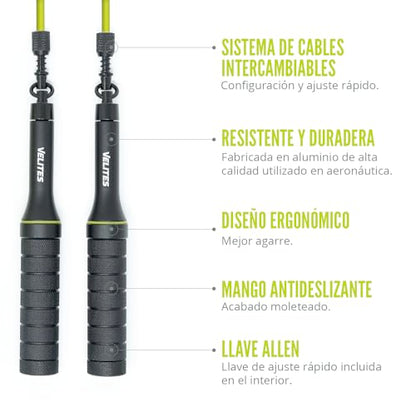 Velites - Earth 2.0 Jump Rope - Official CrossFit® Games Rope - Professional Aluminum Speed Rope for Double Unders, Fitness & Boxing - Includes 4mm Cable & Carrying Bag - - color: Black