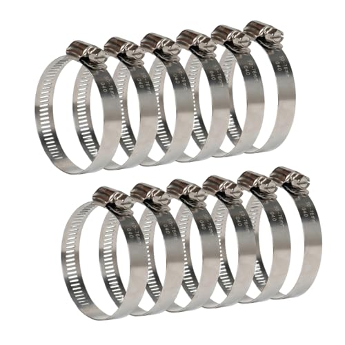 Winlong Stainless Steel 2.5'' Hose Clamps, 10PK SAE 40 Worm Gear Hose Clamps Adjustable 2 Inch-3 Inch (51-76mm) for Automotive Plumbing, 2 1/2'', 2 3/4’’, 2 1/4'' Hose Clamps - size: SAE#40 (2" ~ 3") 10PK