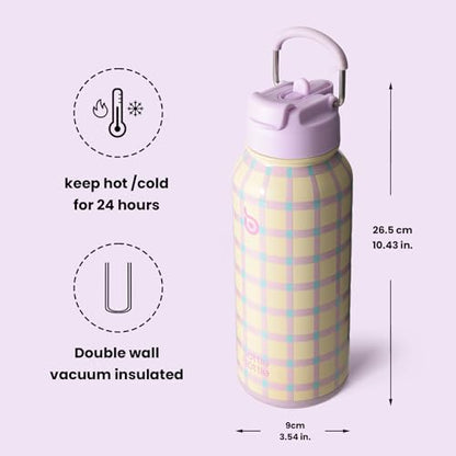 BOTTLE BOTTLE 32oz Insulated Water Bottle with Pill Box | Stainless Steel,Sport Water Bottle, with Straw Dual-use Lid and Pill Box, Design for Gym - color: VivaBands
