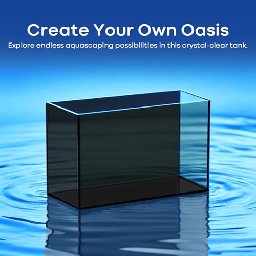 10 Gallon Glass Fish Tank, Aquarium Fish Bowl Cube for Betta Goldfish Snails Shrimp Aquatic Planting, Easy to Maintain Ultra Clear Rimless Dark Background Low Iron - color: Dark Background, size: 10 Gallon