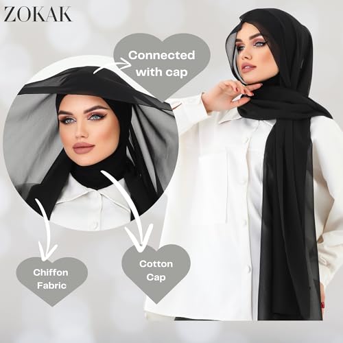 Instant Chiffon Hijab, Ready to wear hijab, modal wrap, Abaya, modern Instant Scarf, Soft breathable scarf - color: Black S1