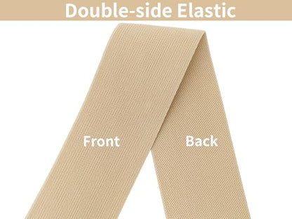 Khaki Wide Knit Elastic Band for Sewing 3 inch 5yards Double-Side Twill Woven Elastic Heavy Stretch Elastic Spool Band for Sewing Pants Waist-Wigs-Skirts-Craft-DIY Projects - color: Khaki #27