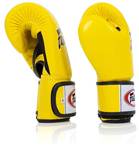 Fairtex BGV1BR Breathable Boxing Gloves, Lightweight Shock Absorbent Gear - color: Yellow, size: 14 oz