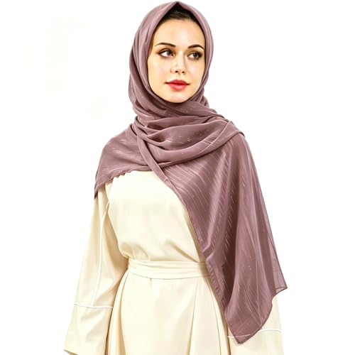 Women Hijab Chiffon Head Scarf Lightweight Shimmer Scarves Crepe Wedding Shawls and Wraps for Evening Dresses Shiny - color: Mauve