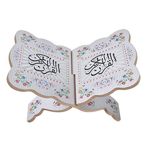 Wooden Book Holder Stand,Wooden Book Stand Vintage Quran Holder Folding Bible Stand Decorative, for Kuran/Bible/Geeta for Home/Office(White)(Branco)
