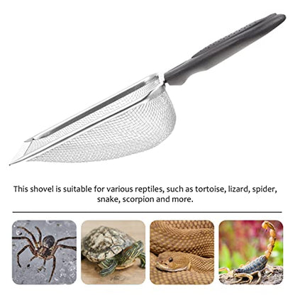 VILLCASE Poop Scoop Reptile Sand Substrate Metal Sand Shovel Stainless Steel Fine Mesh Terrarium Substrate Litter Corner Cleaner Reptile Habitat Sifting Scoopers Litter Scoop