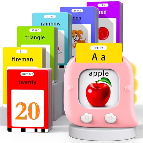 Kidzdo 254 Words Talking Flash Cards for 3 4 5 6 Years Old, Pocket Speech Learning Toys, Birthday Gift for Girls, Pink - color: Pink, size: 254 Words(abc, numbers 0-20)