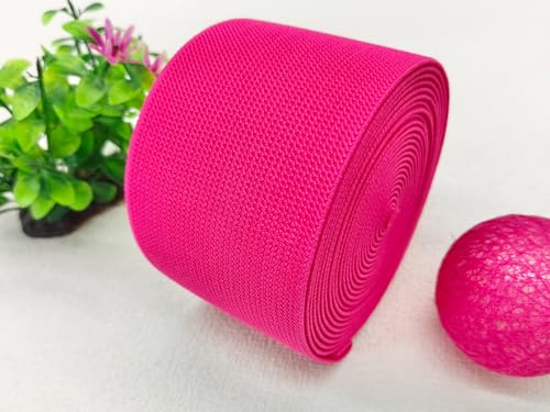 Rose Knit Elastic Band for Sewing 3 inch 5 Yards Double-Side Twill Woven Elastic Heavy Stretch Elastic Spool for Sewing Pants Waistband, Wigs, Skirts, Craft DIY Projects - color: Rose