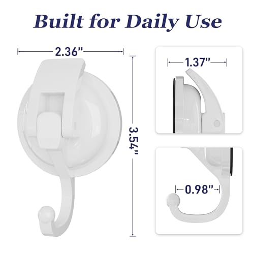 Heavy Duty Vacuum Suction Cup Hooks, White Plated Polished Super Suction for Kitchen Bathroom, 2 Pack - color: White