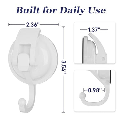 Heavy Duty Vacuum Suction Cup Hooks, White Plated Polished Super Suction for Kitchen Bathroom, 2 Pack - color: White
