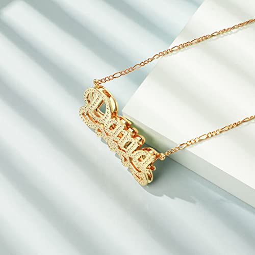 Custom Name Necklace Double Plated Name Necklace Personalized Name Plate Necklaces Name Necklaces for Women 18k Gold Plated Nameplate Pendant - color: Style 51