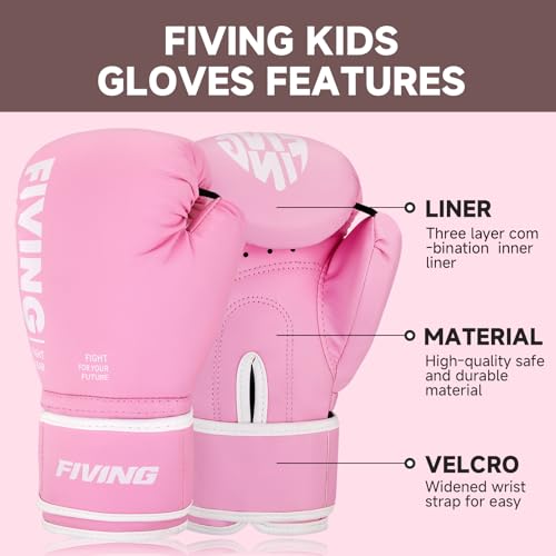 Kids Boxing Gloves, Youth Boxing Training Gloves for Kids Boys and Girls, 4oz & 6oz Fighting Gloves, Punching Bag Kickboxing Thai Mitts MMA Training Sparring Gloves - color: Pink, size: 4oz