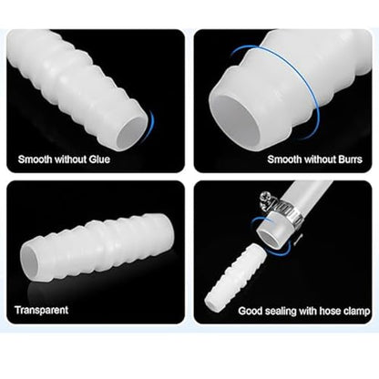 CHENJIN 10PCS Plastic Barb Hose 3/8 inch with 20pcs 10-16mm Stainless Steel Clamps Straight Pipe Pagoda Fitting For Fish Tank Spigot Gas Liquid Air