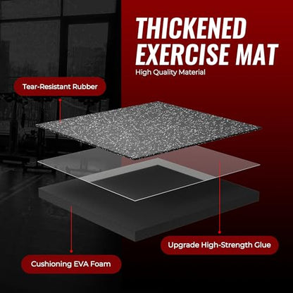 SUPERJARE 0.79'' Extra-Thick Exercise Equipment Mats, 48 Pcs 192 Sq Ft Rubber Top Floor Tiles with High Density EVA Foam, Interlocking Gym Flooring for Home Gym, Workout Mat, Black/Grey - size: 48 Tiles (192 Sq Ft)