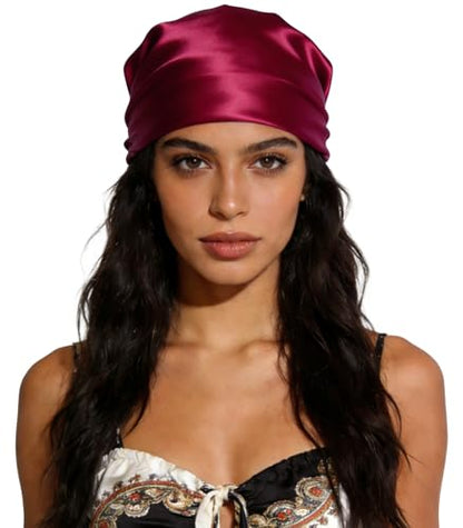 Sumolux Head Hair Scarf for Women 35" Like Satin Silk Scarf Hair Wrapping Night Bandana Large Square Scarves - color: A Solid Burgundy