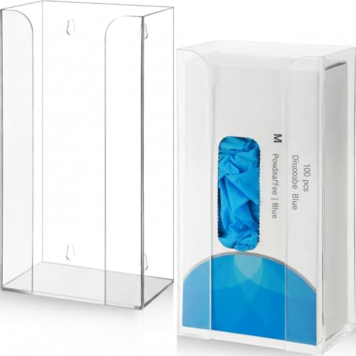 Weysat 2 Pcs Acrylic Glove Box Holder Dispenser Glove Holder for Wall Mount Acrylic Rack Wall Floating Mask Dispenser for Medical Latex Rubber Disposable Mitten Boxes (Clear,Vertical Style) - color: Clear, style: Vertical Style