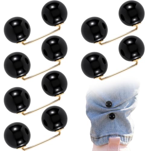 Pearl Brooches for Women, Faux Pearl Shawl Pins Sweater Clip, Decorative Safety Pins Pant Hem Clips Length Adjuster - color: style1,black,8pcs