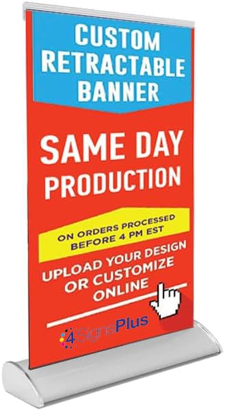 Tabletop Retractable Banner, Silver Aluminum Stand, 8.5” x 11”, Customizable Print, Custom Mini Retractable Banner (Silver (hardware), 8.5” x 11”) - color: Silver Stand, size: 8.5" x 11"