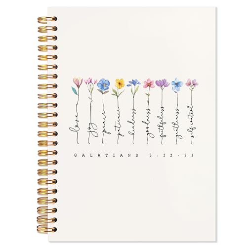 YTRGI Floral Christian Scripture Journaling Notebook for Writing, Galatians 5:22-23 Bible Notebooks for Note Taking, Christian Bible Gifts for Woman, Prayer Journal for Woman, Religious Spiral Notebook 5.5x8.3 Inch - color: 5:22-23 flowers