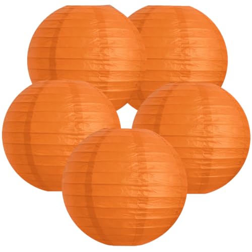 Round Paper Lanterns Chinese Lanterns 12 Inch 5PCS,Orange - color: Orange, size: 12inch