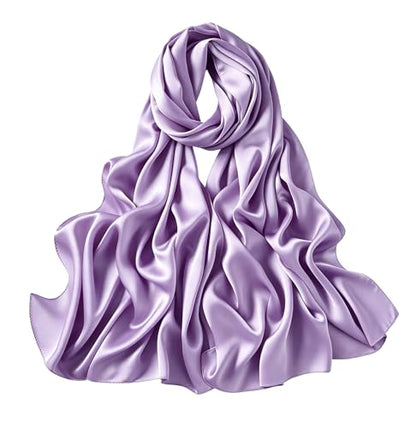 Lina & Lily Luxury Satin Hijab Head Scarf Shawl Wrap for Muslim Women Extra Long - color: Lavender