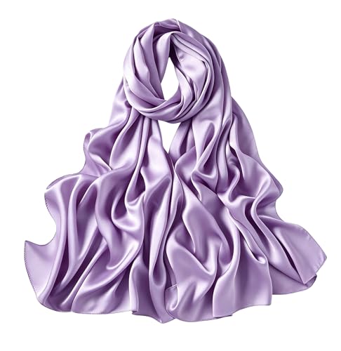 Lina & Lily Luxury Satin Hijab Head Scarf Shawl Wrap for Muslim Women Extra Long - color: Lavender