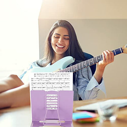 Metal Book Stand Adjustable Book Holder for Reading | Portable & Sturdy For Textbooks Cookbooks Sheet Music Papers Study - color: Full Purple