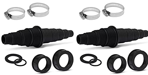 Sealproof Universal Pond Tubing Pump Fitting, 30 Configurations, Works with Most Pumps, Fish Safe, Black, 2-Pack - size: 2 Pack