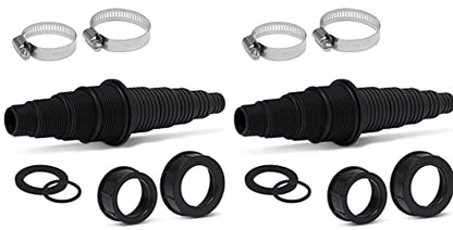 Sealproof Universal Pond Tubing Pump Fitting, 30 Configurations, Works with Most Pumps, Fish Safe, Black, 2-Pack - size: 2 Pack