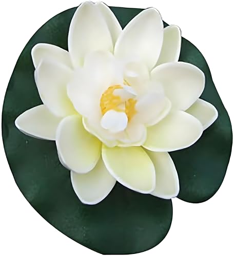 4Pcs Floating Foam Lotus Flowers with Lily Pads, Artificial Pond Plants Ornaments for Pool Aquarium Water Decoration