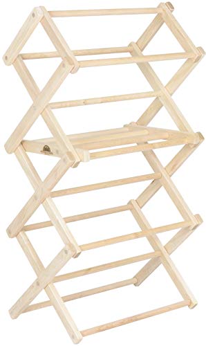 Pennsylvania Woodworks Clothes Drying Rack: Solid Maple Hard Wood Laundry Rack for Baby Clothes, Hand Towels, Delicates & More, Durable Small Folding Drying Rack, Made in USA, No Assembly Needed - color: Small
