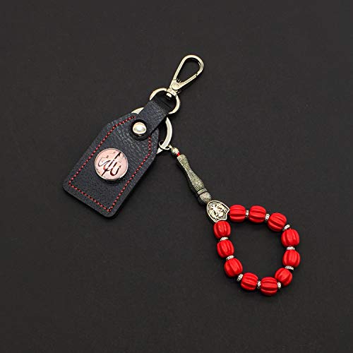 Keychain & Rosary Collection -Car Key Chain-Handbags Holder - color: 10 Mm-corrugated Red Beads