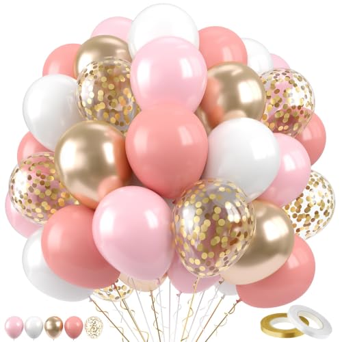Dusty Pink Balloons, 60 Pcs Party Balloons for Bridal Shower Bachelorette - color: Pink Gold