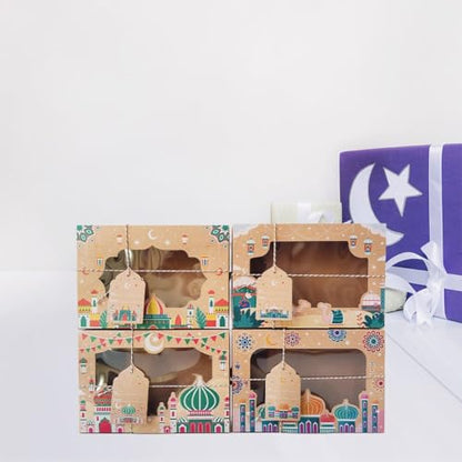 Fjlitx Ramadan Eid Mubarak Favor Boxes 20pcs Eid Mubarak Box Party Favors Candy Ramadan Box with Label Cards and String